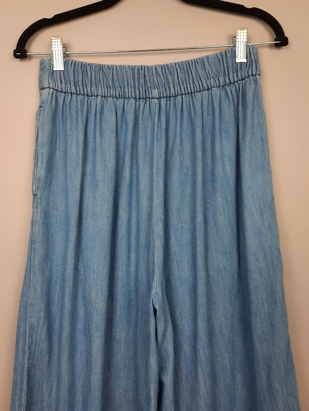 Madewell Chambray Huston High Rise Pull On Wide Leg Crop Pants size Small - Picture 5 of 16